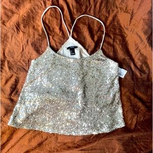 Forever 21 NWT gold & silver Sequin Crop top Size S